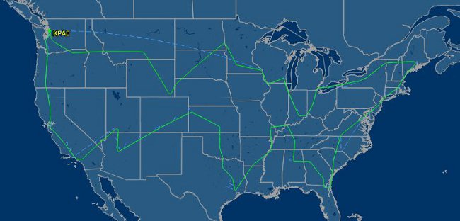 Полет на Boeing 747-800. Изт: flightaware